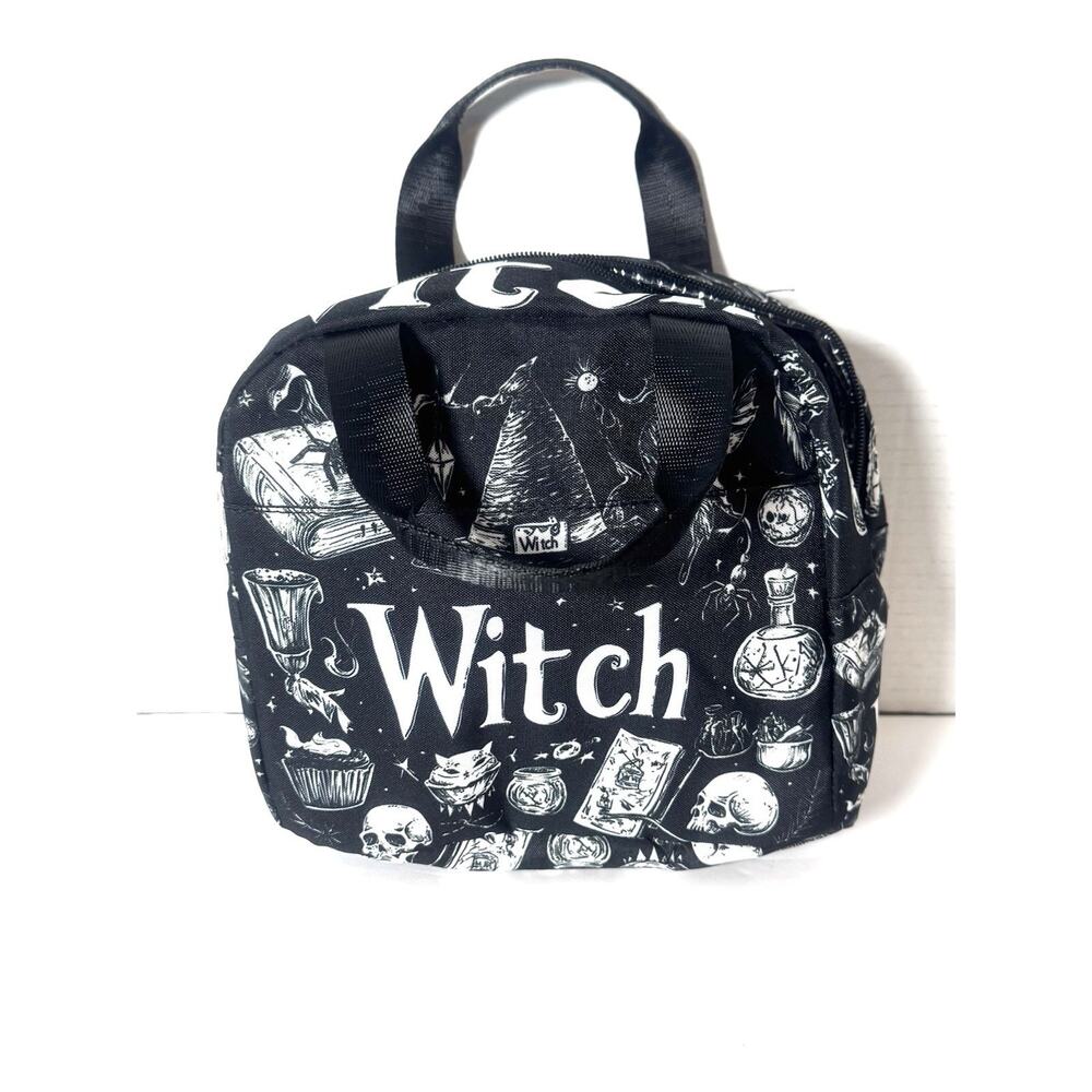 Witch Magic Witchcraft Black White Insulated Lunch Bag Gothic Whimsygoth